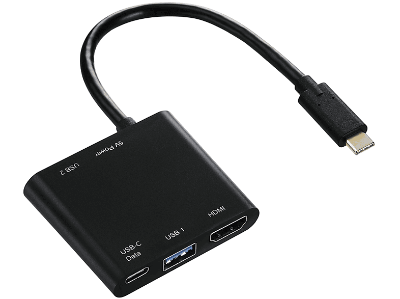 HAMA 135729 4IN1 USB-C AUF 3XUSB+HDMI Adapter, Schwarz