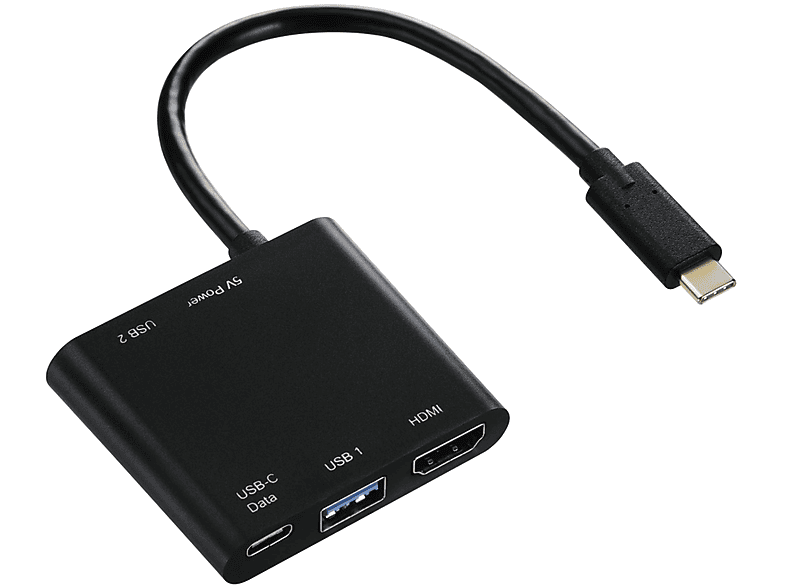 3XUSB+HDMI AUF Schwarz HAMA 4IN1 135729 Adapter, USB-C