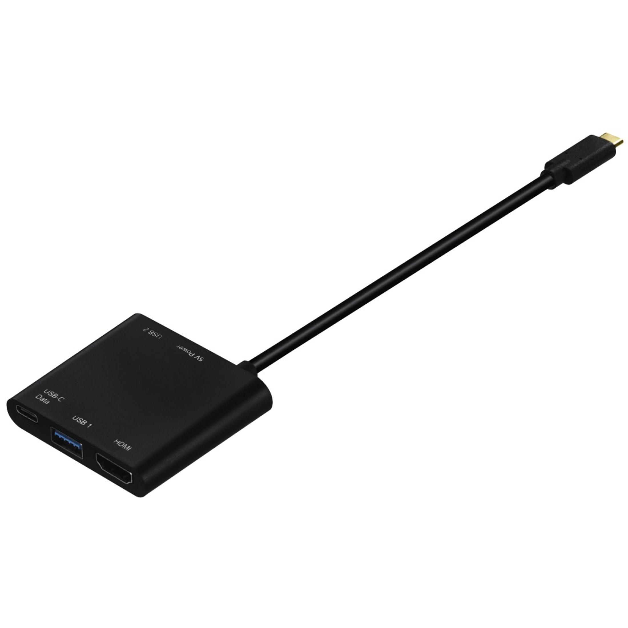 3XUSB+HDMI USB-C Adapter, HAMA AUF 135729 4IN1 Schwarz
