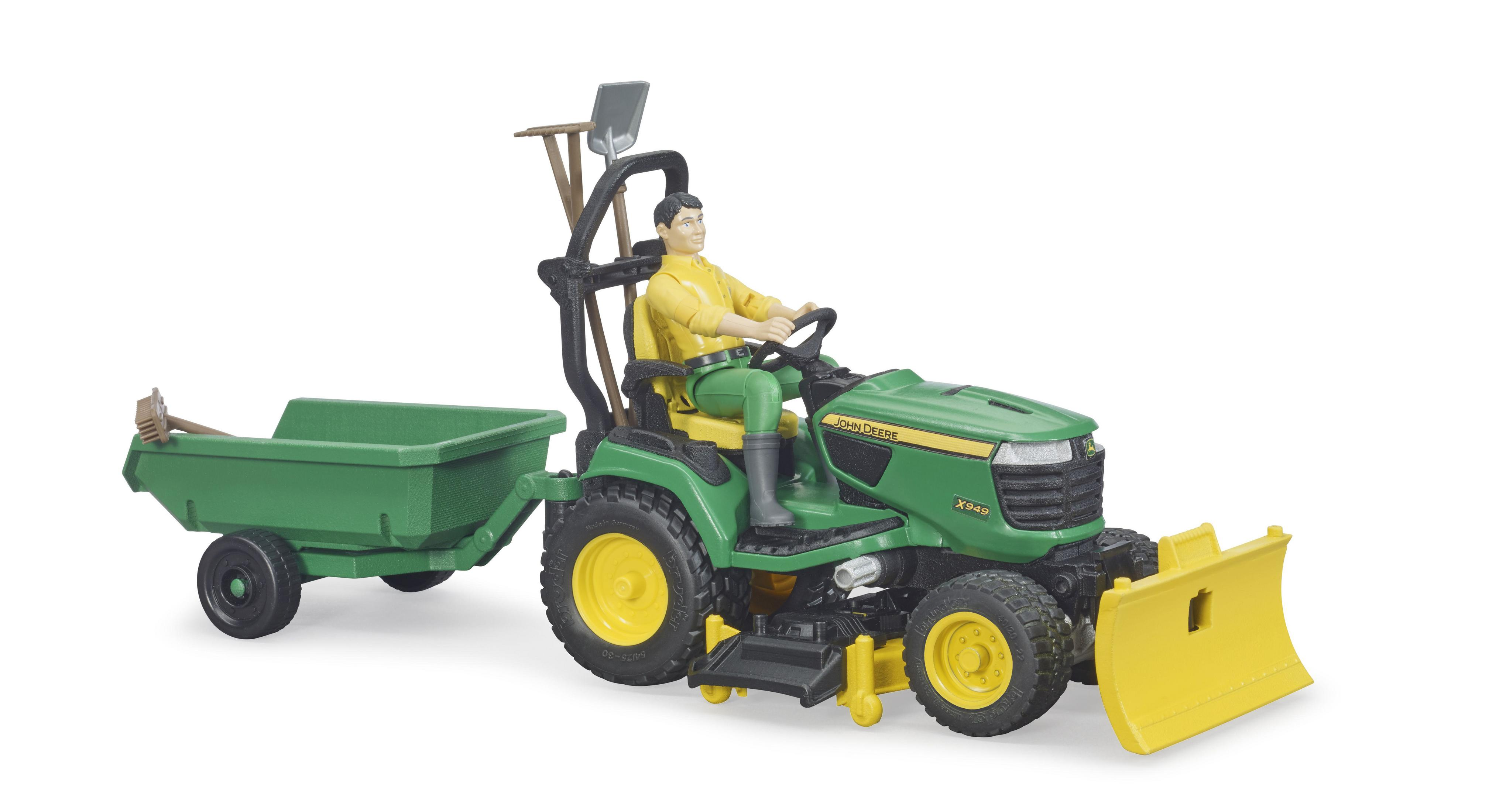 BRUDER® 62104 bworld John Deere zitmaaier met aanhanger en tuinman – Otten Speelgoed 2.0