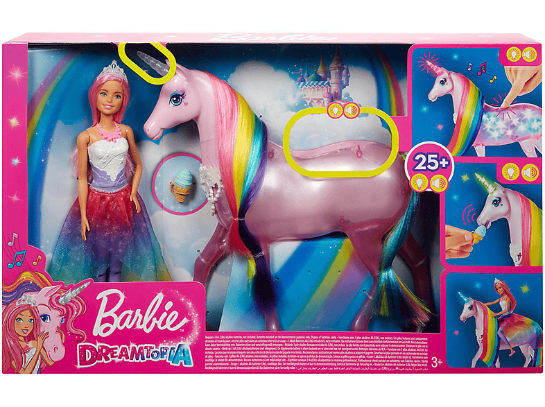 Mehrfarbig BARBIE DT FXT26 EINHORN Spielset BARBIE ZAUBERLICHT