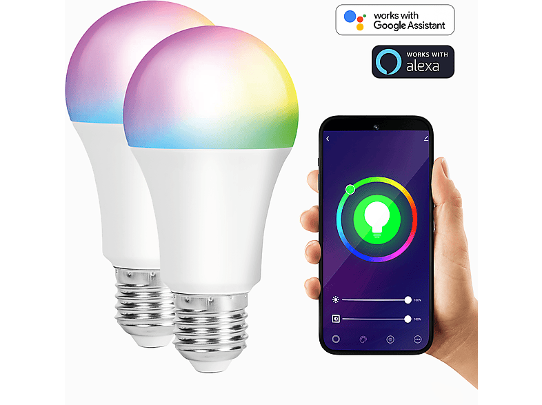 XCOAST Smart LED E27 Lampe RGBW, 2er Glühbirnen RGB 16 MILLIONEN FARBEN & WEISS