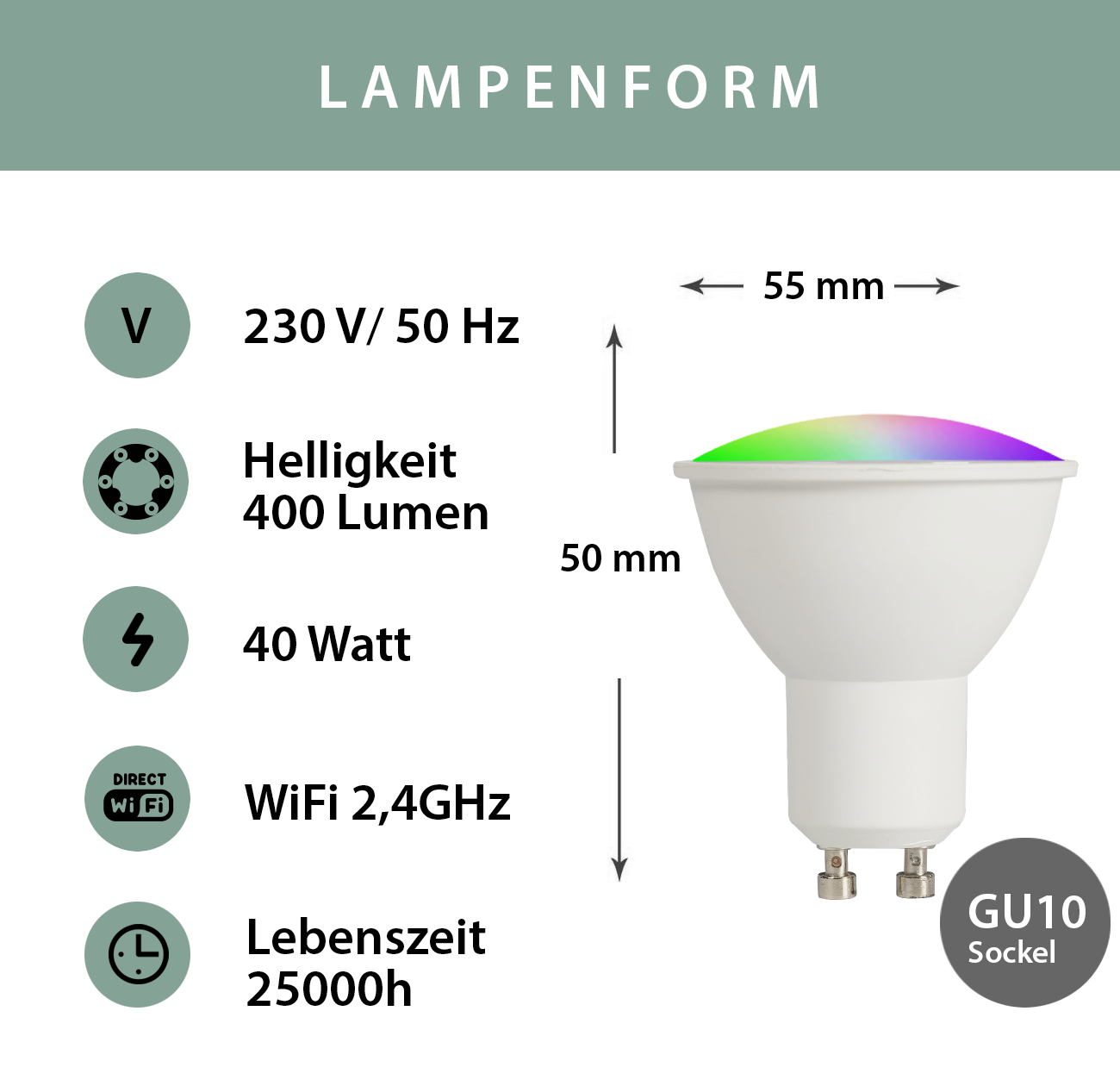 XCOAST Smart LED & 2er RGBW, MILLIONEN Glühbirnen GU10 FARBEN Lampe WEISS 16 RGB