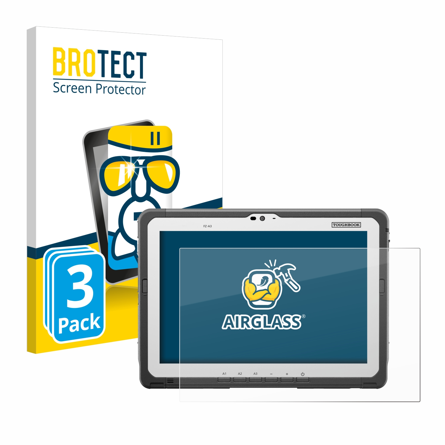 BROTECT 3x FZ-A3) Toughbook klare Airglass Panasonic Schutzfolie(für