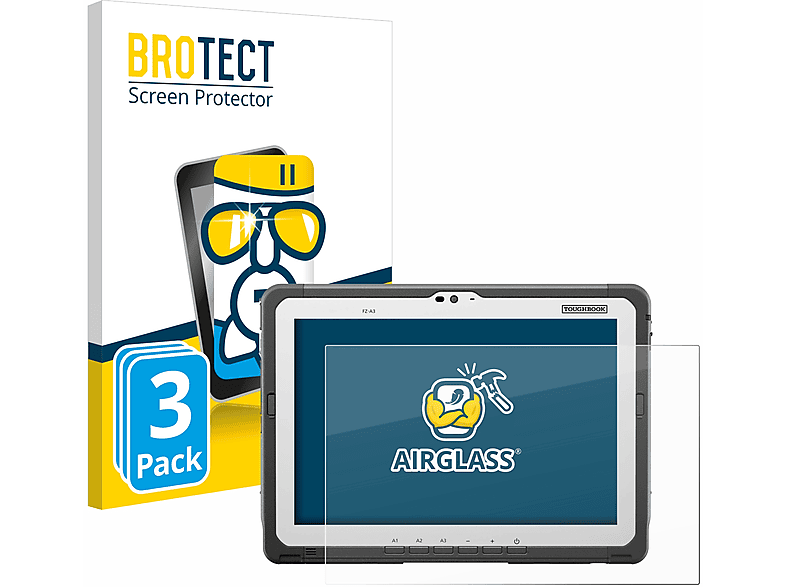 BROTECT 3x Airglass klare FZ-A3) Panasonic Toughbook Schutzfolie(für