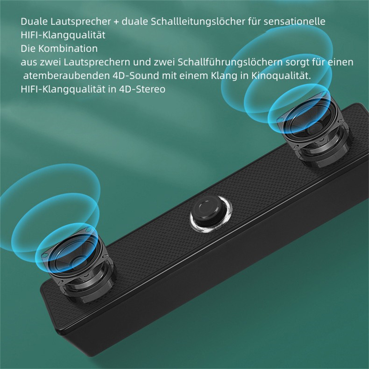 ENBAOXIN Schwarzer Long Strip Subwoofer, Bluetooth Subwoofer kabelgebundener Schwarz Lautsprecherführungslöcher, - Zwei Audio