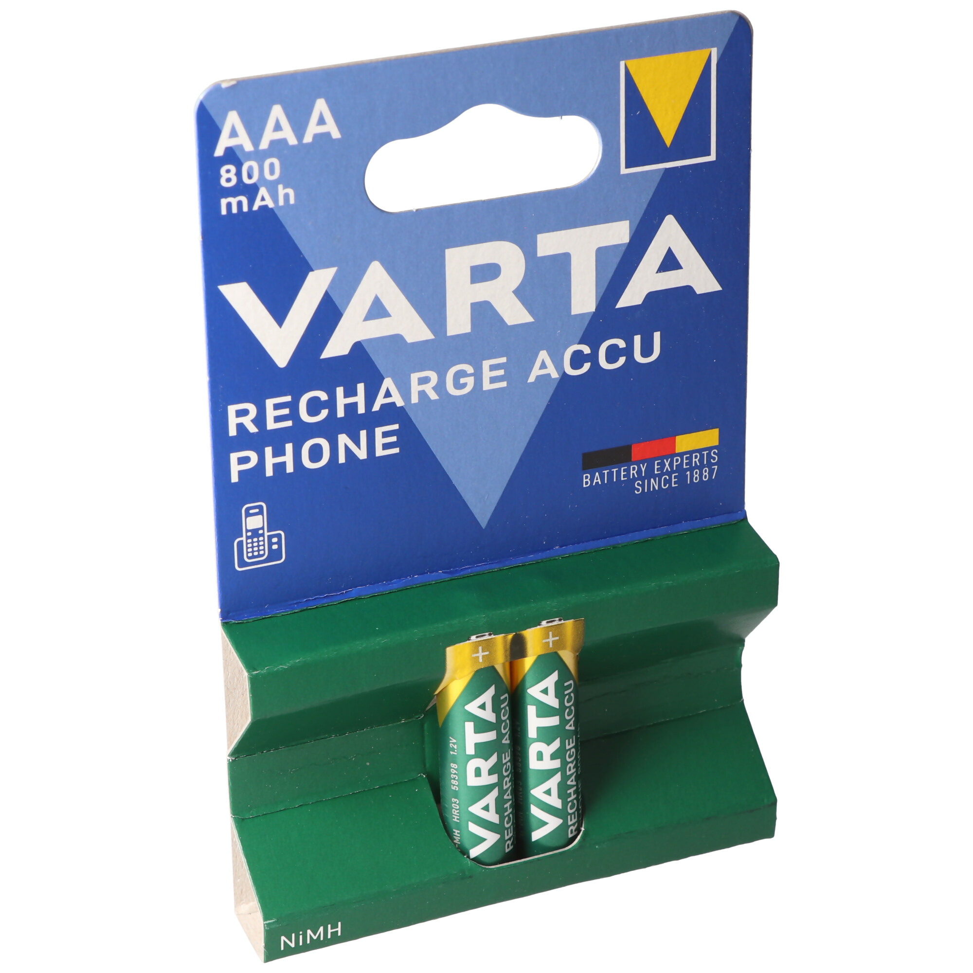 Varta AAA Akku-Packung mit zwei Batterien.