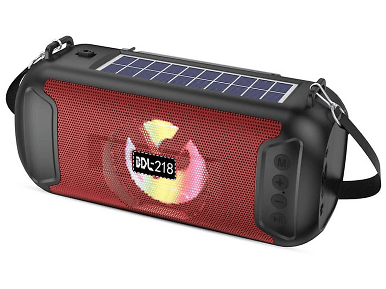 SYNTEK Bluetooth-Lautsprecher Rot Tragbarer Outdoor-Solar-Lautsprecher Multifunktions-Player Rot Lautsprecher, Radio