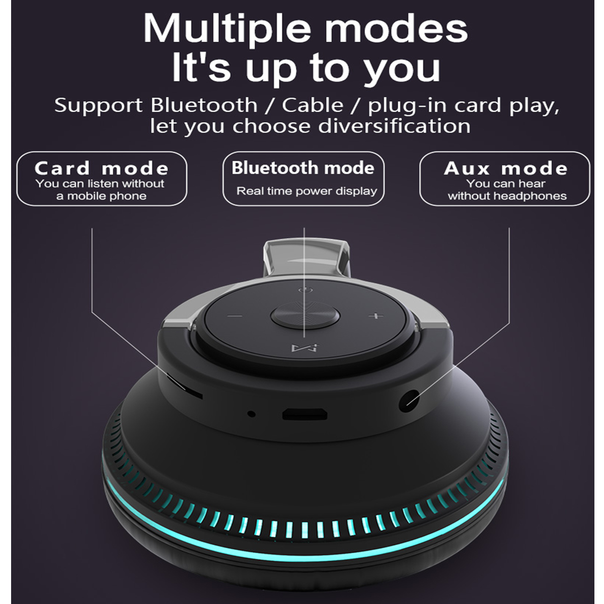 SYNTEK Headset Blaues Stirnband Bluetooth All Bluetooth Kopfhörer Blau Over-ear Headset Beleuchtetes Headset, Wireless Inclusive Gaming