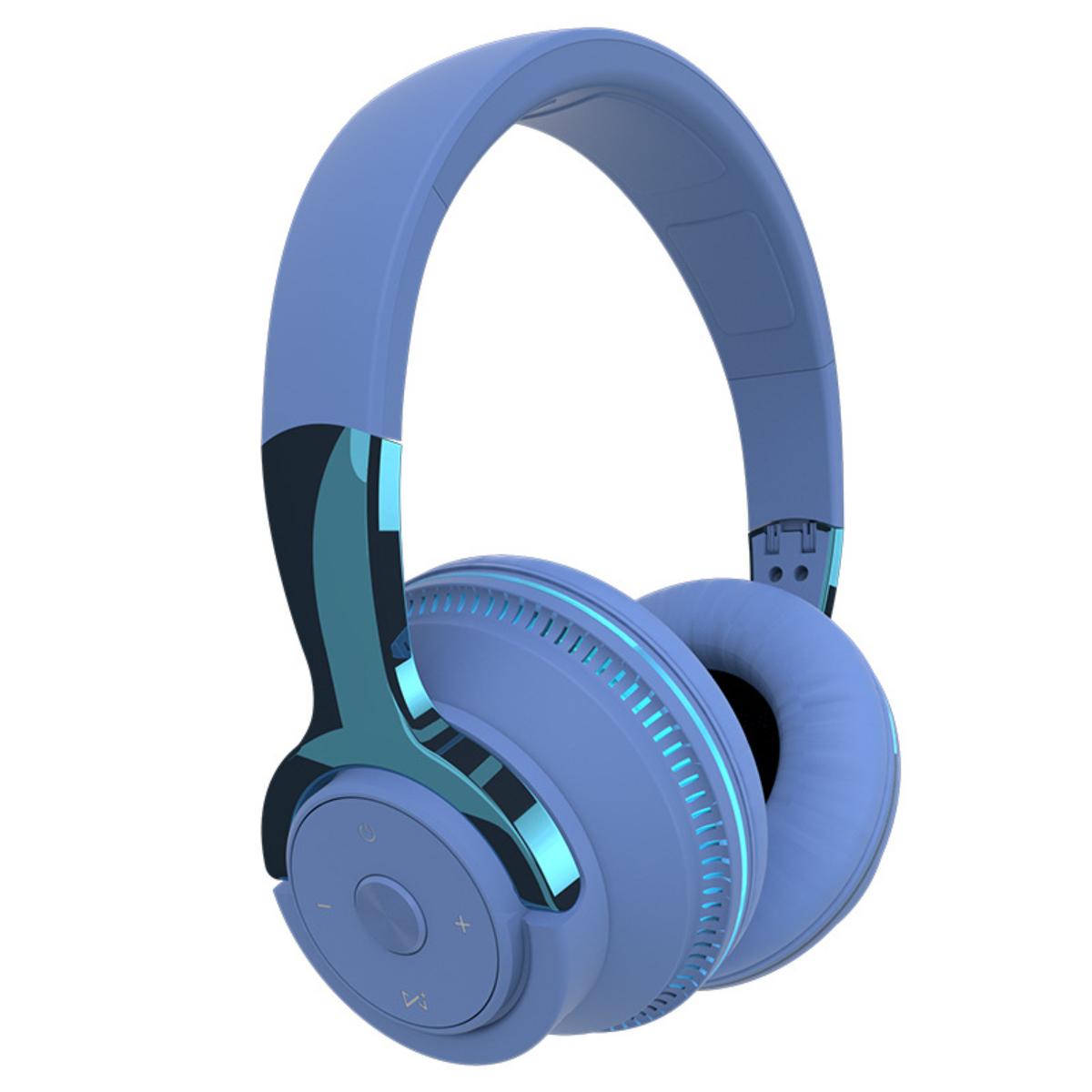 Blaues Gaming Headset Headset, Stirnband All Over-ear Blau Beleuchtetes Wireless Bluetooth Kopfhörer SYNTEK Inclusive Bluetooth Headset