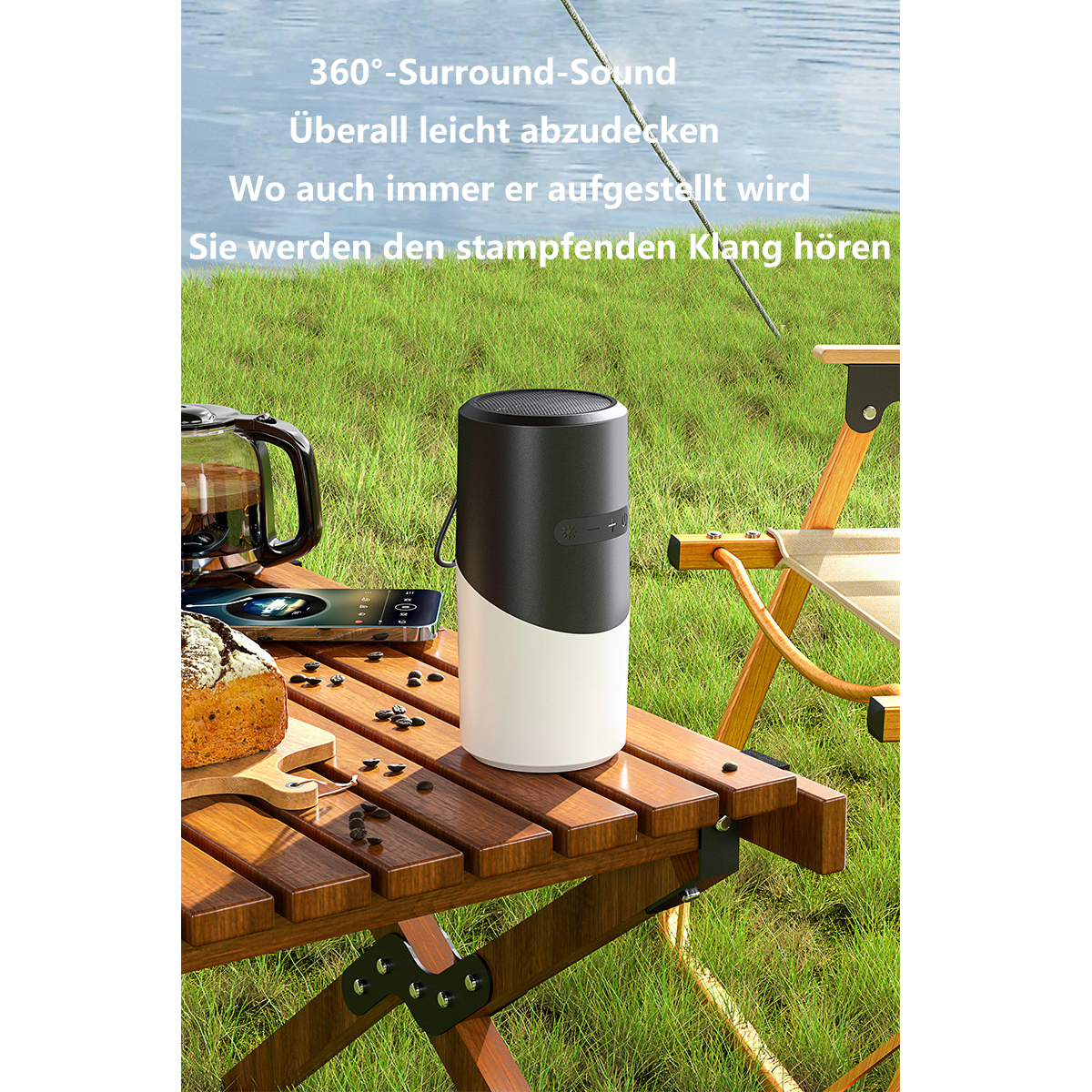 Außenbereich Lautsprecher Bluetooth-Lautsprecher SHAOKE Wasserdichter Wasserfest Weiß, mit RGB-Lichtern Bluetooth-Lautsprecher, Kabelloser für den