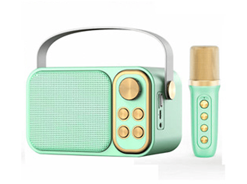 SYNTEK Bluetooth-Lautsprecher Mikrofon K Song all-in-one drahtlosen Subwoofer im Freien Gesang Lautsprecher Lautsprecher, Grün