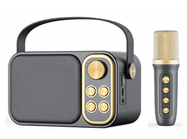 SYNTEK Bluetooth-Lautsprecher Mikrofon K Song all-in-one drahtlosen Subwoofer im Freien singen Kabelloser-Bluetooth-Lautsprecher, Schwarz
