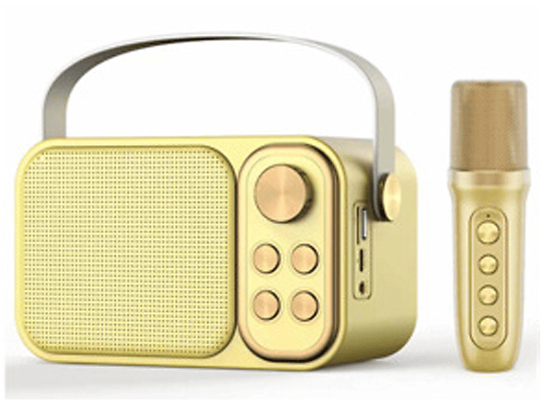 SYNTEK Mikrofon im K all-in-one Bluetooth-Lautsprecher, Bluetooth-Lautsprecher Song Gesang Subwoofer Lautsprecher drahtlosen Freien Gold