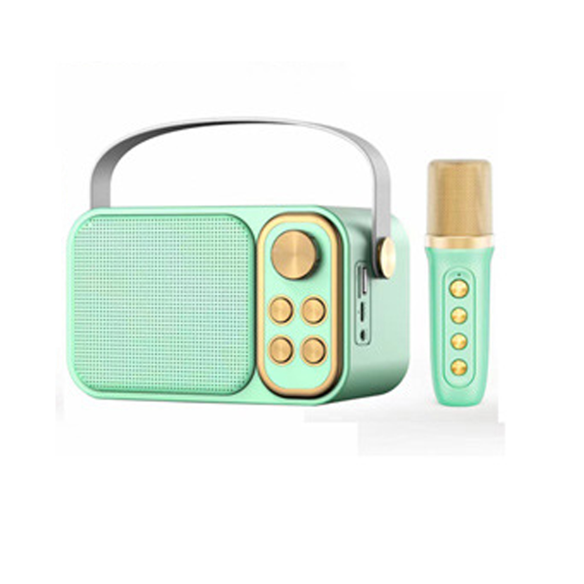 SYNTEK Mikrofon im K all-in-one Bluetooth-Lautsprecher, Bluetooth-Lautsprecher Song Gesang Subwoofer Lautsprecher drahtlosen Freien Gold