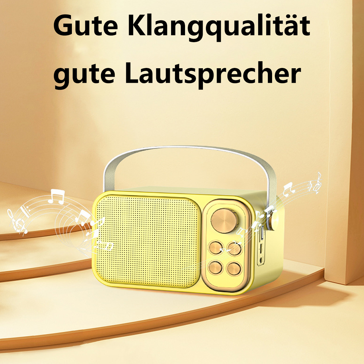 SYNTEK Bluetooth-Lautsprecher Mikrofon K Song singen Subwoofer Kabelloser-Bluetooth-Lautsprecher, drahtlosen Freien all-in-one im Schwarz