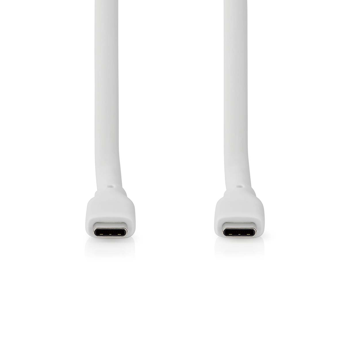 Two white USB-C cables with connectors at the ends, on white background.
