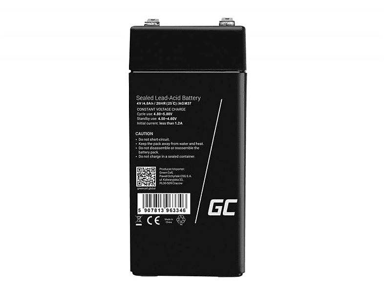 GREEN CELL AGM37 AGM Batterie Kinderfahrzeug-Batterie, mAh 4