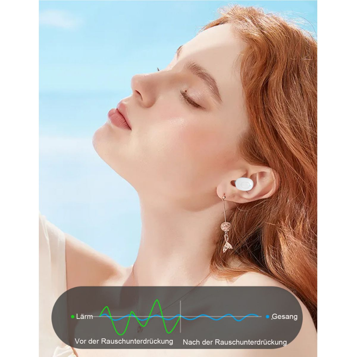 KINSI Bluetooth IPX6, Steuerung In-ear Kopfhörer und In-Ear-Kopfhörer, Musik, Wasserdicht Anrufe für weiß
