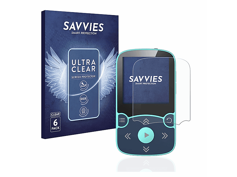 SAVVIES 6x klare Schutzfolie(für AGPtek A65X MP3 Player with clip)