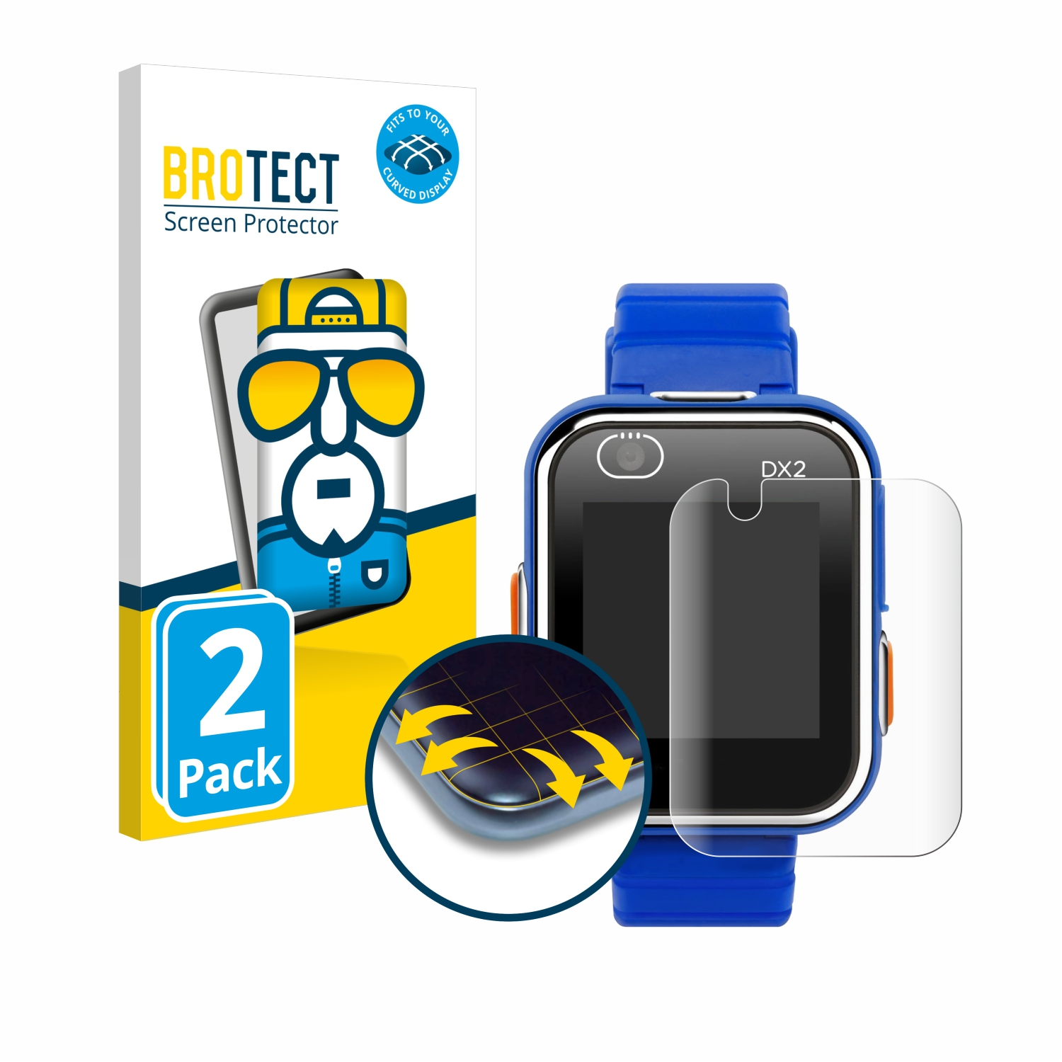 2x BROTECT Kidizoom DX2) Flex Full-Cover Watch Smart 3D Schutzfolie(für Curved Vtech