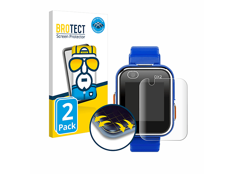 BROTECT 2x Flex Full-Cover 3D Curved Schutzfolie(für Vtech Kidizoom Smart Watch DX2)