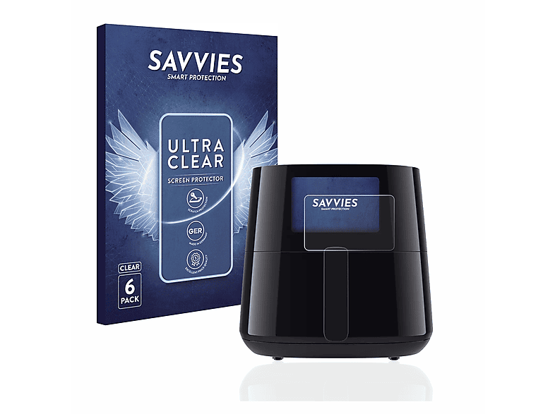 SAVVIES 6x klare Schutzfolie(für Philips XL Essential HD927X) Airfryer