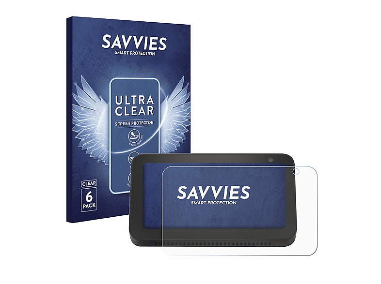 SAVVIES 6x klare Schutzfolie(für Amazon Echo Show 5 (2. Gen.))