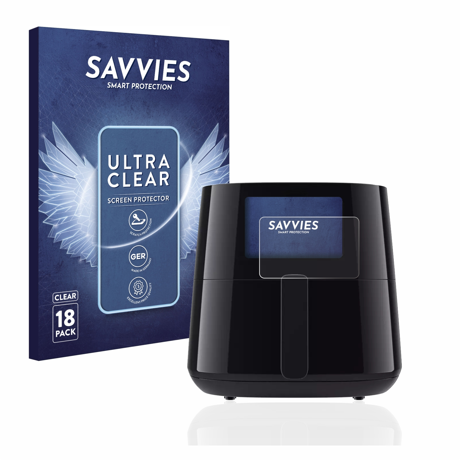 SAVVIES 18x klare Airfryer XL Essential Philips Schutzfolie(für HD927X)
