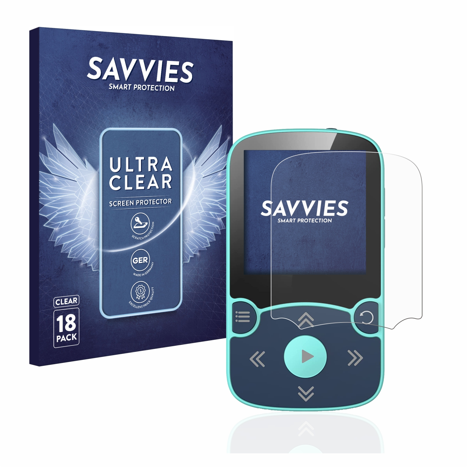 SAVVIES 18x klare Schutzfolie(für AGPtek clip) with A65X MP3 Player