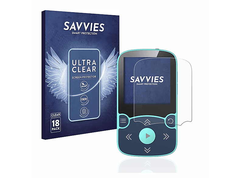 SAVVIES 18x with AGPtek klare A65X clip) MP3 Player Schutzfolie(für