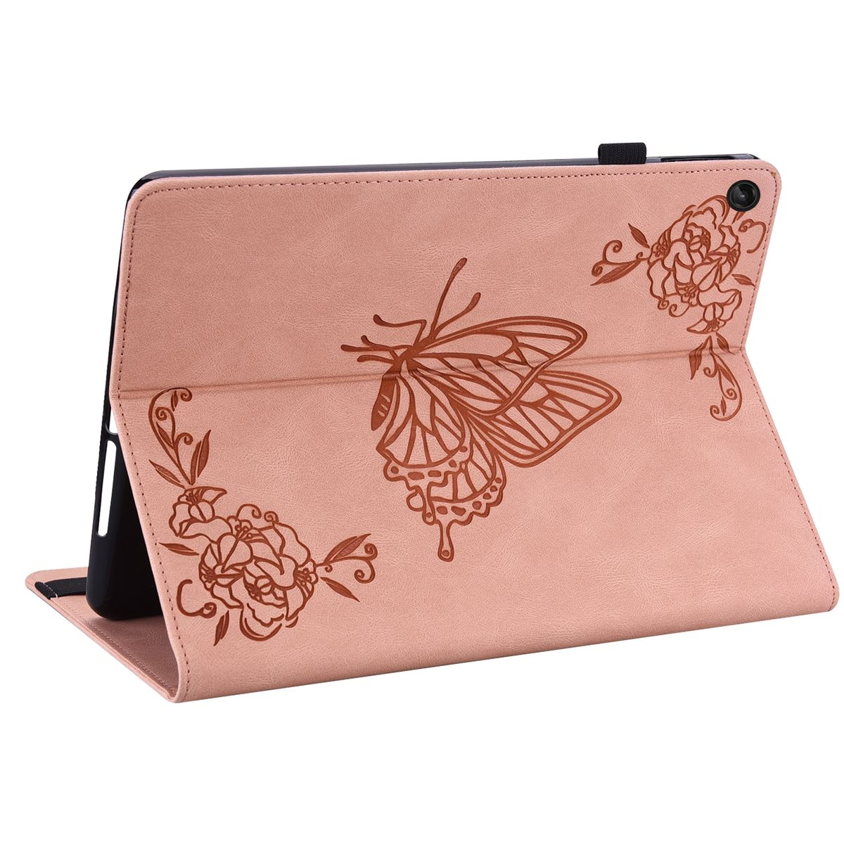 WIGENTO Design Muster Schmetterling Motiv für Full Tasche Kunstleder Kunstleder, Rose Gold Cover Tablethülle Lenovo