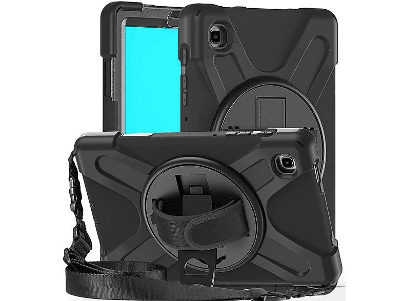 WIGENTO 360 Backcover / Grad Silikon, Tablethülle Kunststoff für Aufstellfunktion mit Schwarz Hybrid Samsung Halteschlaufe Outdoor 
