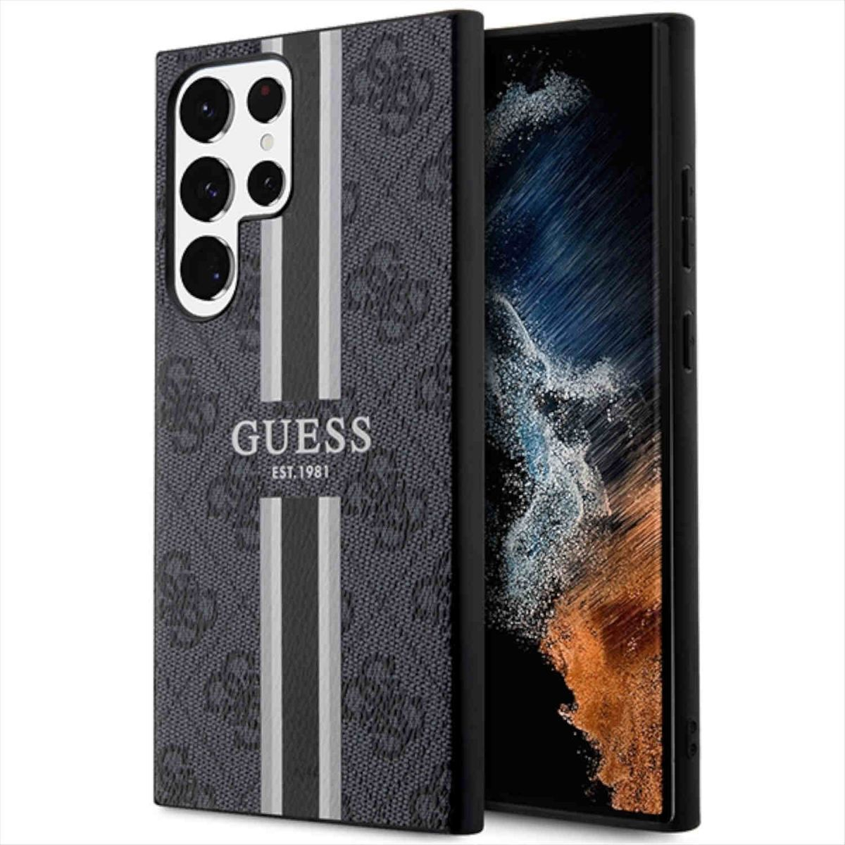 Samsung, Collection Ultra, Backcover, S23 Hardcase Schwarz Hülle, GUESS Galaxy 4G Printed Stripe