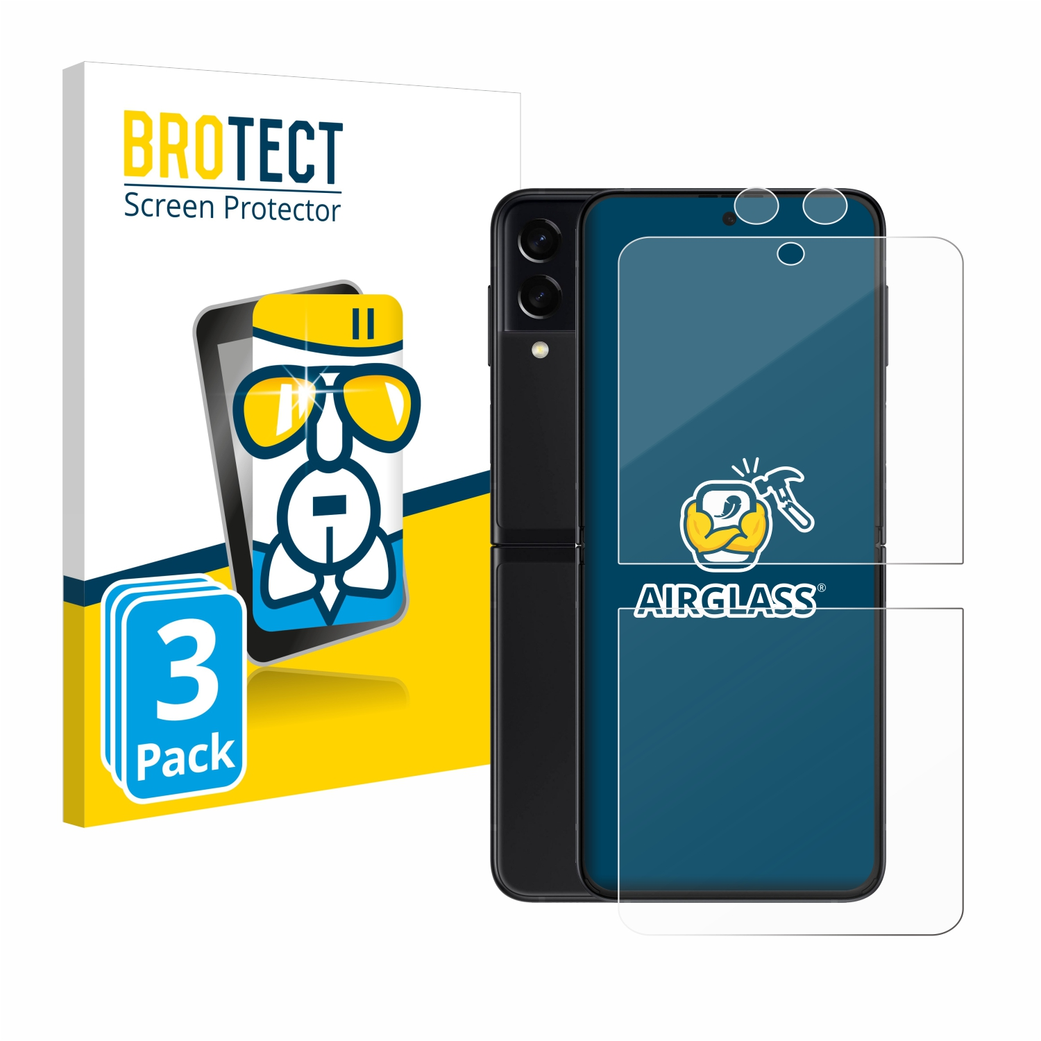 BROTECT 3x Airglass klare 3 Samsung Z 5G) Schutzfolie(für Flip Galaxy
