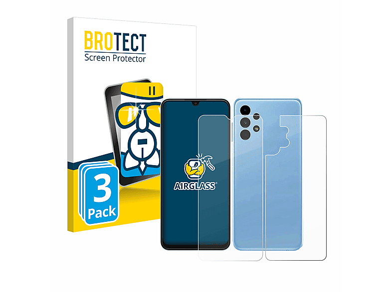 BROTECT klare Galaxy (Display+Rückseite)) A13 Samsung 3x Schutzfolie(für Airglass