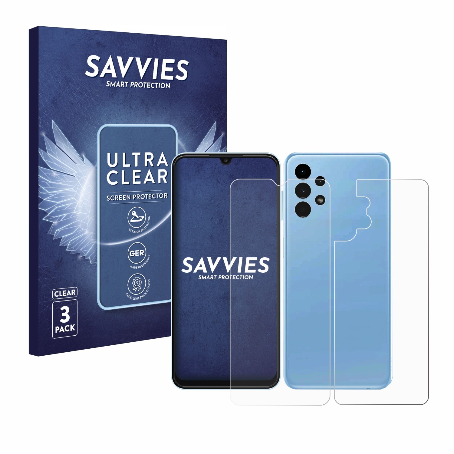 Schutzfolie(für klare SAVVIES (Display+Rückseite)) Galaxy Samsung 6x A13