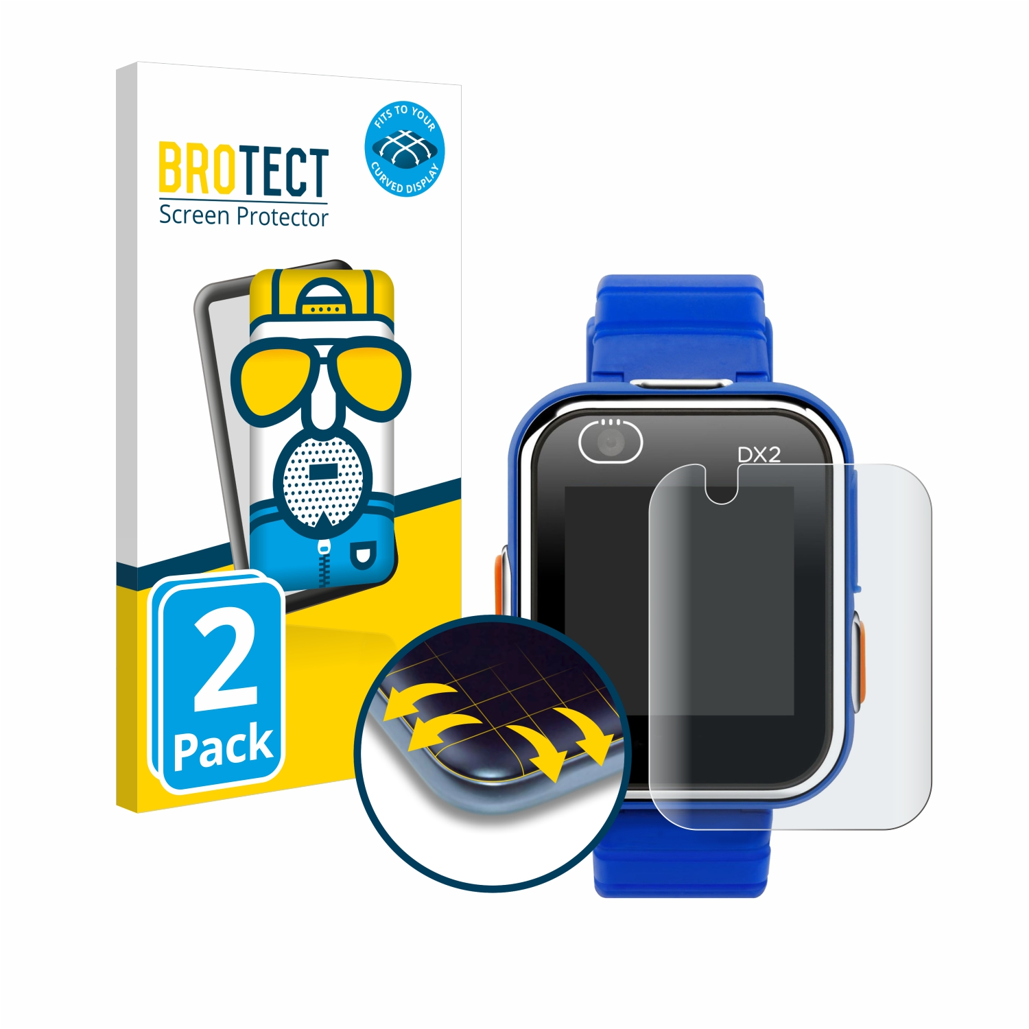 matt Flex Curved 2x Full-Cover 3D Schutzfolie(für BROTECT DX2) Smart Kidizoom Watch Vtech