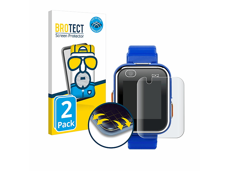 BROTECT 2x Flex matt Full-Cover 3D Curved Schutzfolie(für Vtech Kidizoom Smart Watch DX2) | Smartwatch Schutzfolien & Gläser