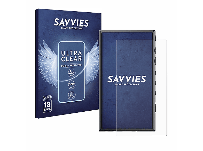 SAVVIES 18x klare Schutzfolie(für Sony Walkman NW-A306)