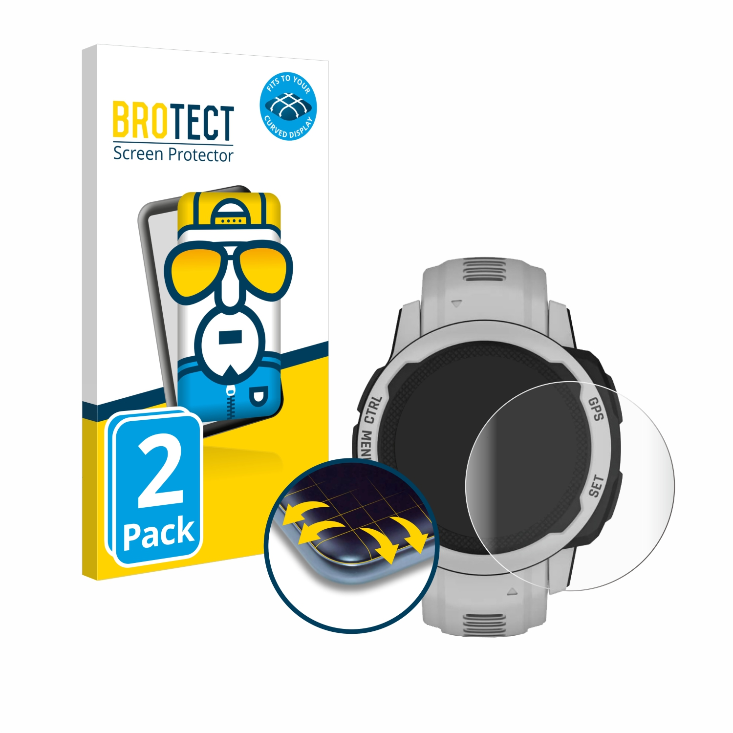 BROTECT 2x Curved 2S Schutzfolie(für Flex (40 mm)) Solar Full-Cover Instinct 3D Garmin