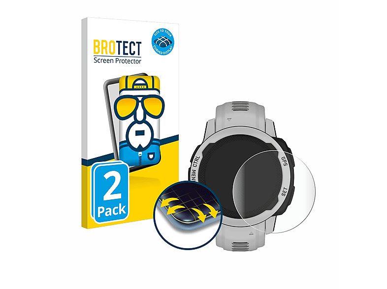 BROTECT 2x Flex Full-Cover 3D Curved Schutzfolie(für Garmin Instinct 2S Solar (40 mm))