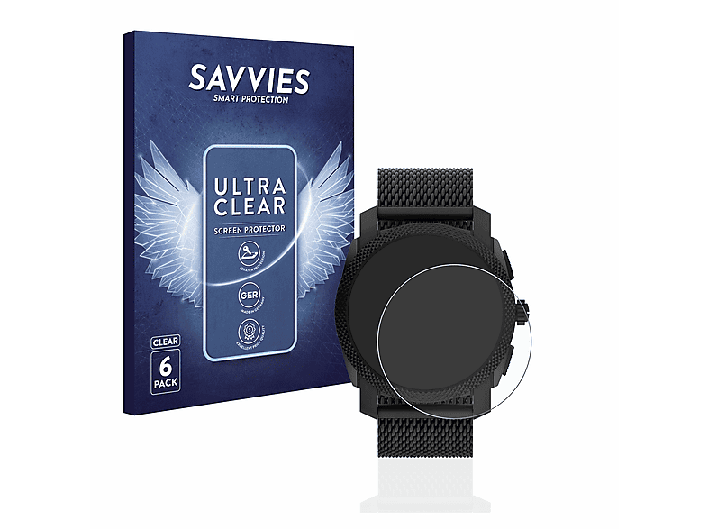 SAVVIES 6x klare Schutzfolie(für 6) Fossil Machine Hybrid Gen