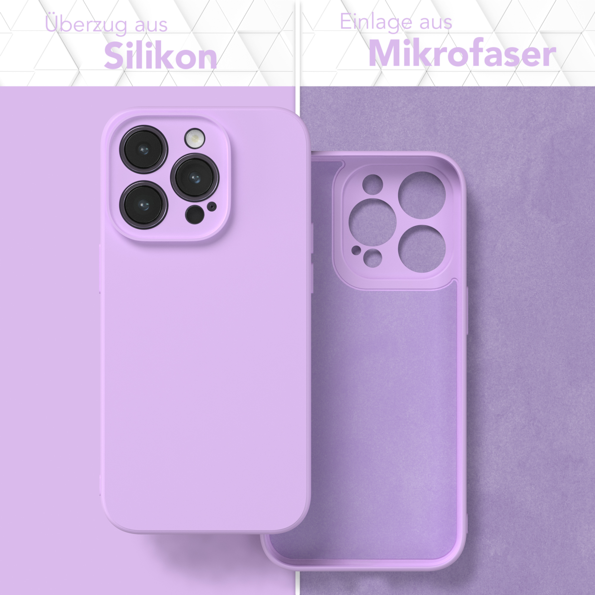 Handycase iPhone Backcover, TPU Silikon EAZY Lavendel CASE Matt, Pro, Lila 14 Apple,
