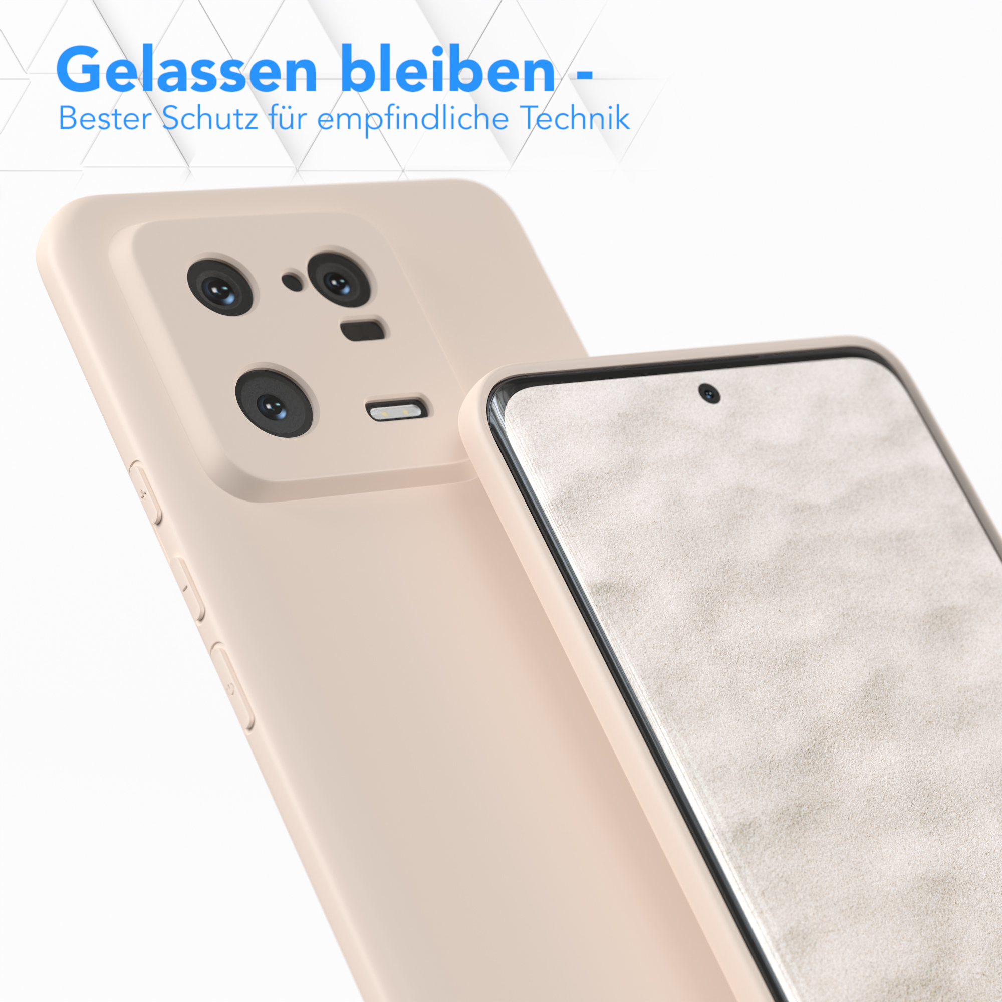 Handyhülle und Displayschutzfolie, Nahaufnahme.