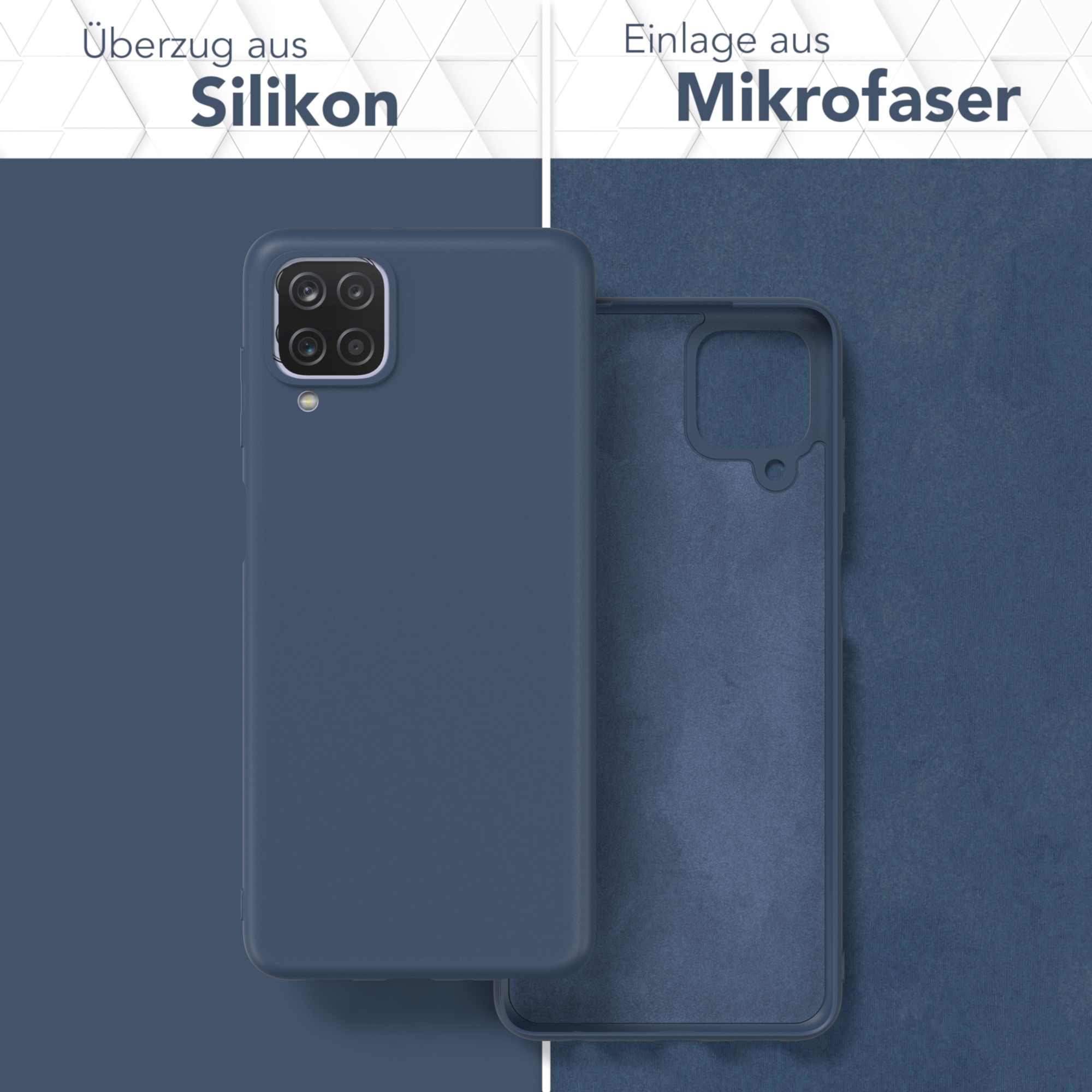Blaue Handyhülle. Silikon-Außenschicht, Mikrofaser-Innenschicht. Handyhülle.
