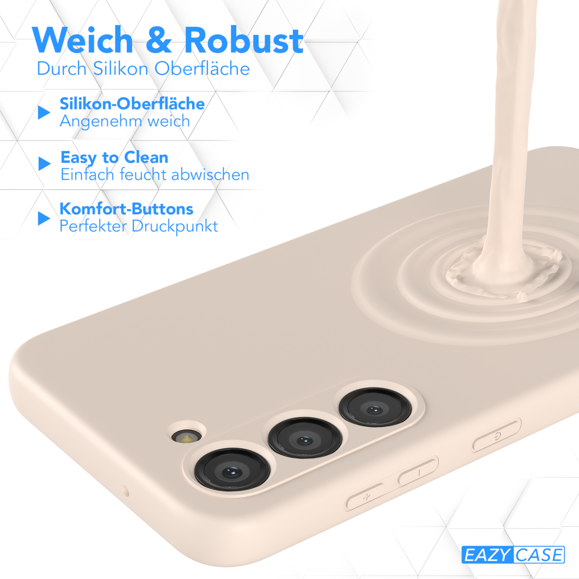Handyhülle mit Flüssigkeit, leicht zu reinigen, Soft-Touch, komfortable Knöpfe.