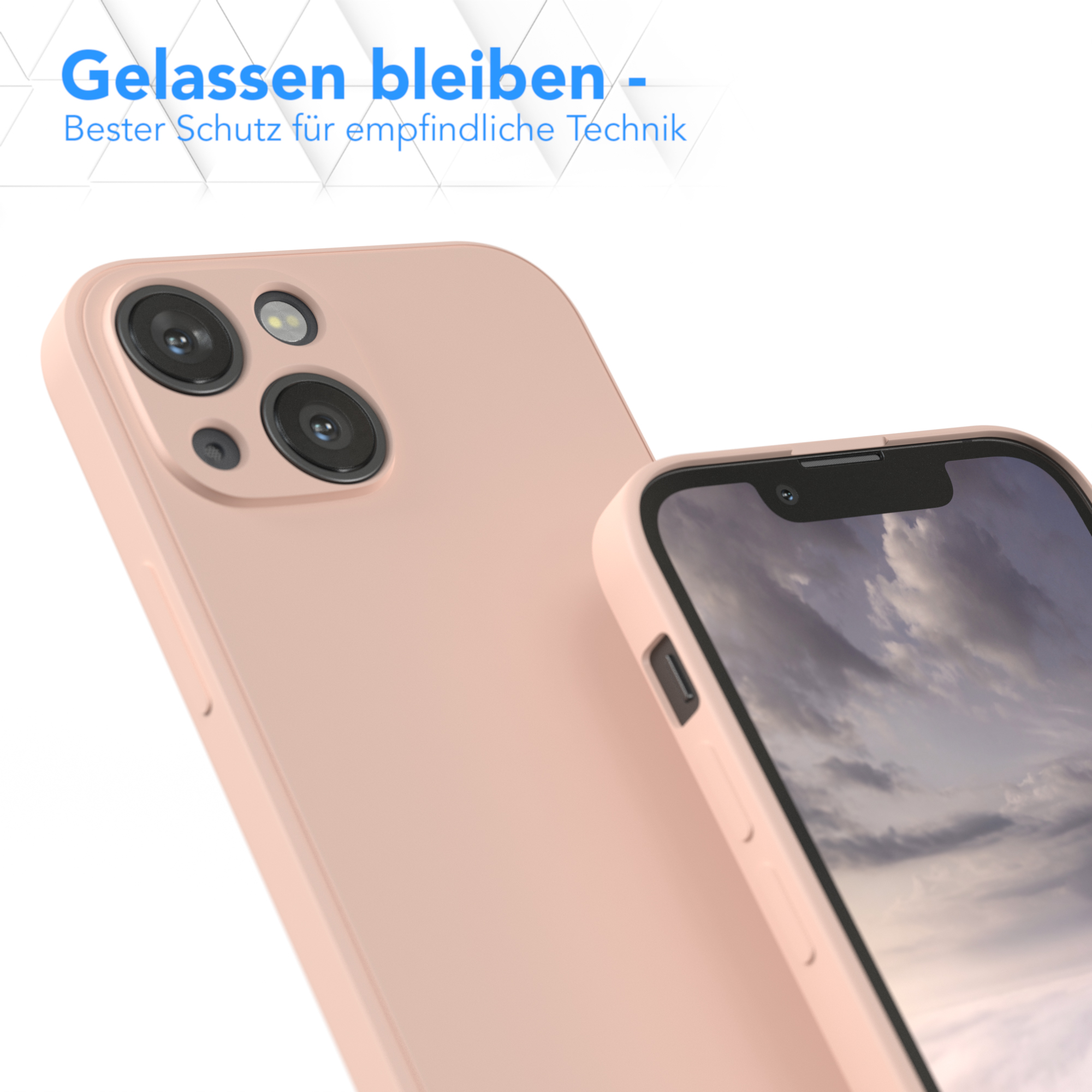 Zwei rosa Handyhüllen. Eine ist vorne, die andere dahinter. Beide haben Kameralinsen.