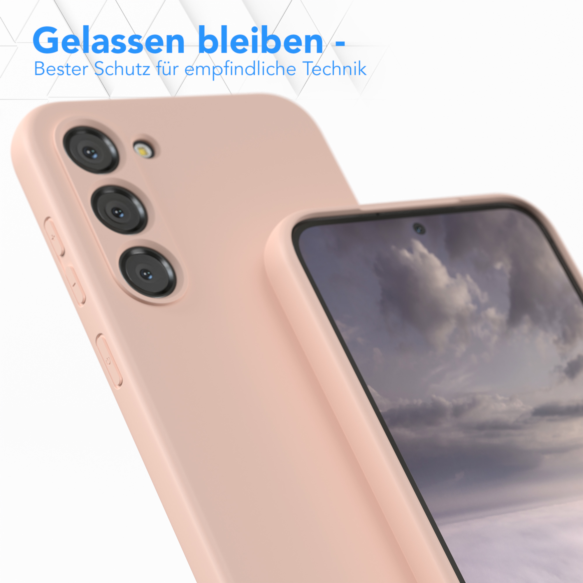 Zwei pinke Handyhüllen. Eine ist eine Handyhülle mit Kameraausschnitten. Die andere ist rechts.