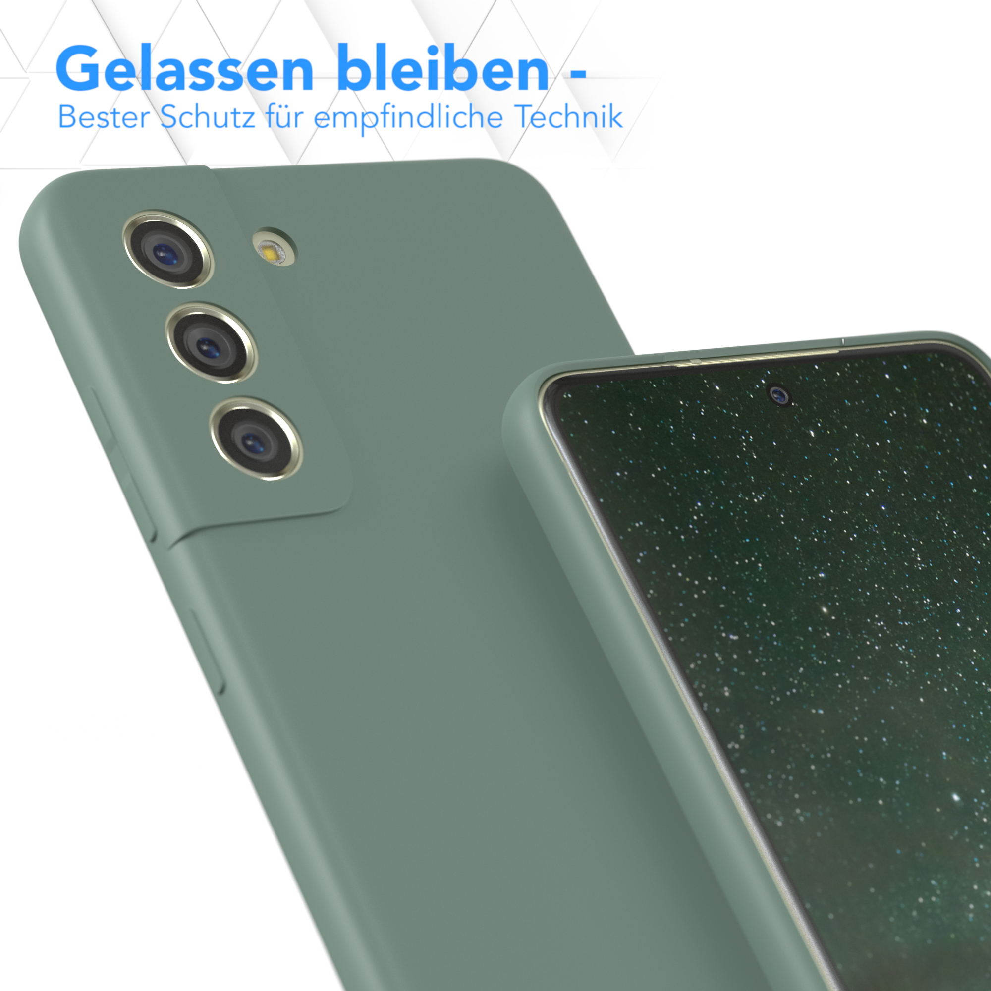 CASE EAZY S21 Galaxy Samsung, Silikon Backcover, Dunkelgrün 5G, FE Matt, TPU Handycase